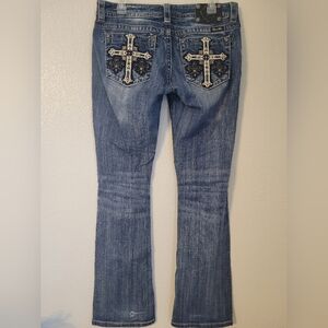 Miss Me Bootcut Jeans, Size 31, Mid Rise, Cross Rhinestone,  34 Inseam